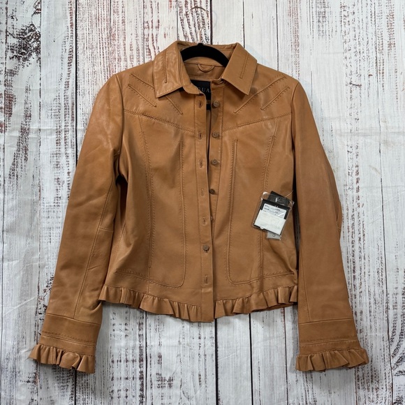 NEW Lambskin Saguaro Jacket Coat Women Size S Honey Tan Genuine Leather - Picture 1 of 8